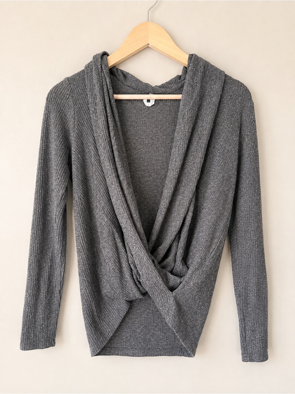 Daily Practice by Anthropologie Waffle Knit Surplice Cross-Front Long Sleeve Top